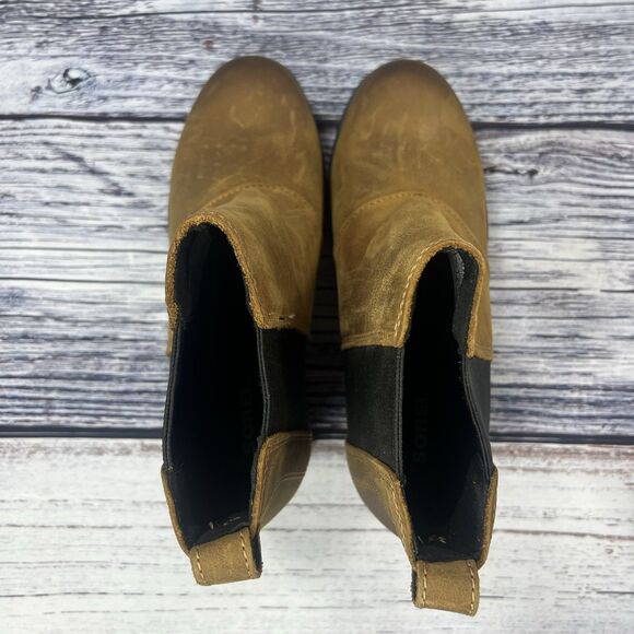 Sorel Joan Of Arctic Wedge II Brown Leather Chelsea Ankle Boots Women’s Size 7.5 - Picture 5 of 8